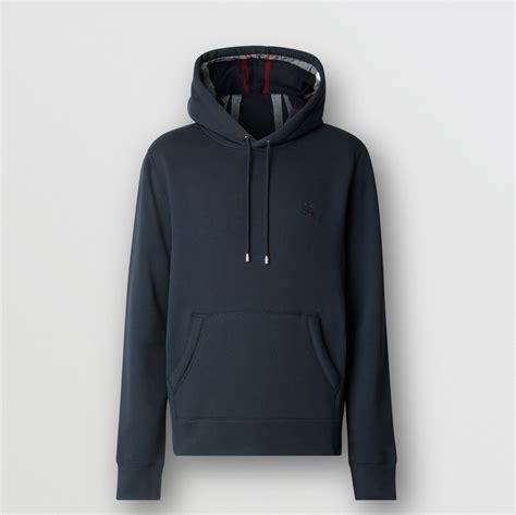 Embroidered EKD Cotton Blend Hoodie in Mineral blue 